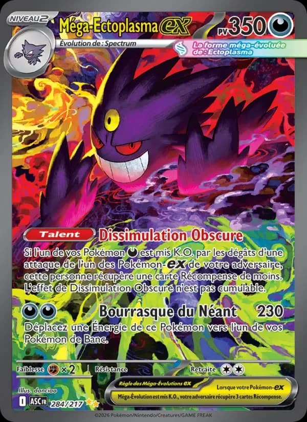 Carte Pokémon Méga-Ectoplasma-ex #284 — Héros Transcendants