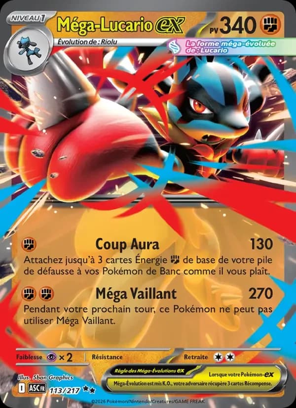 Carte Pokémon Méga-Lucario-ex #113 — Héros Transcendants