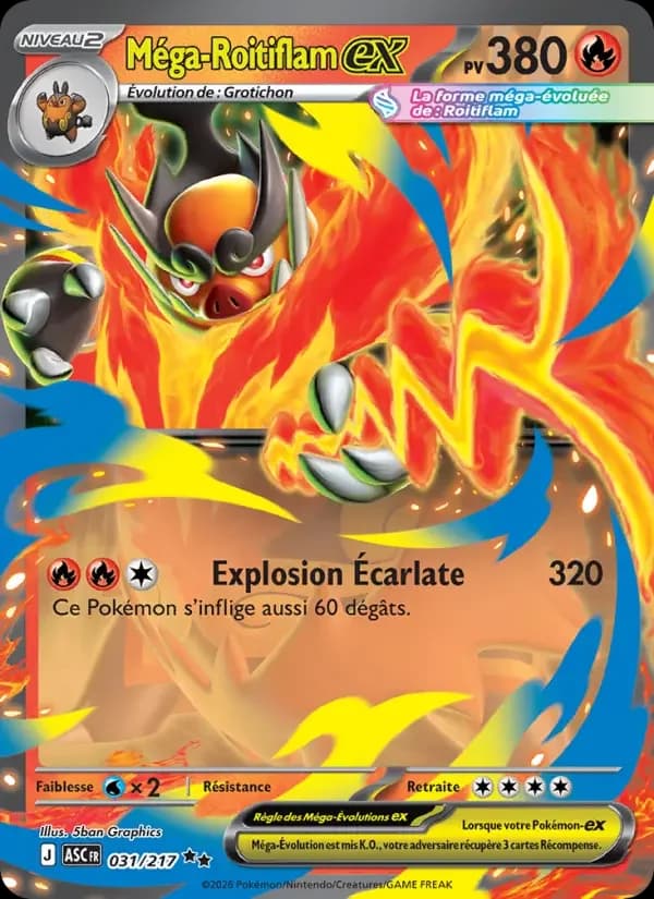 Carte Pokémon Méga-Roitiflam-ex #031 — Héros Transcendants