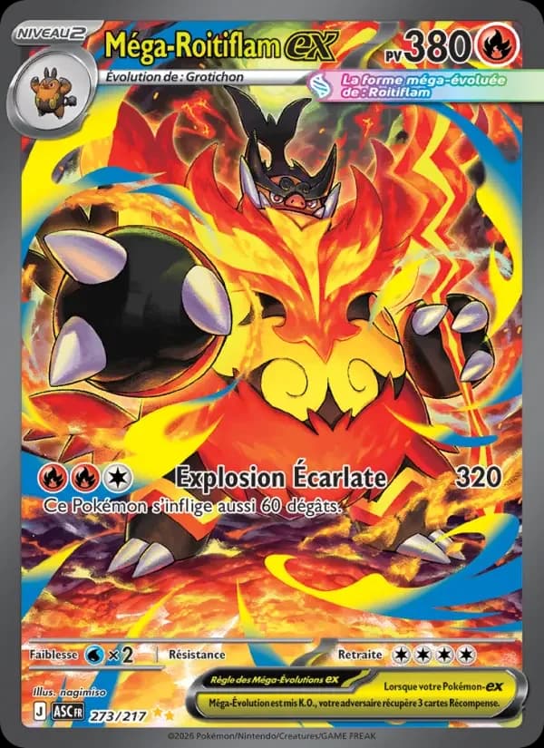 Carte Pokémon Méga-Roitiflam-ex #273 — Héros Transcendants
