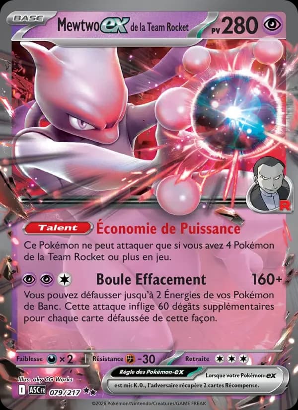 Carte Pokémon Mewtwo-ex de la Team Rocket #079 — Héros Transcendants