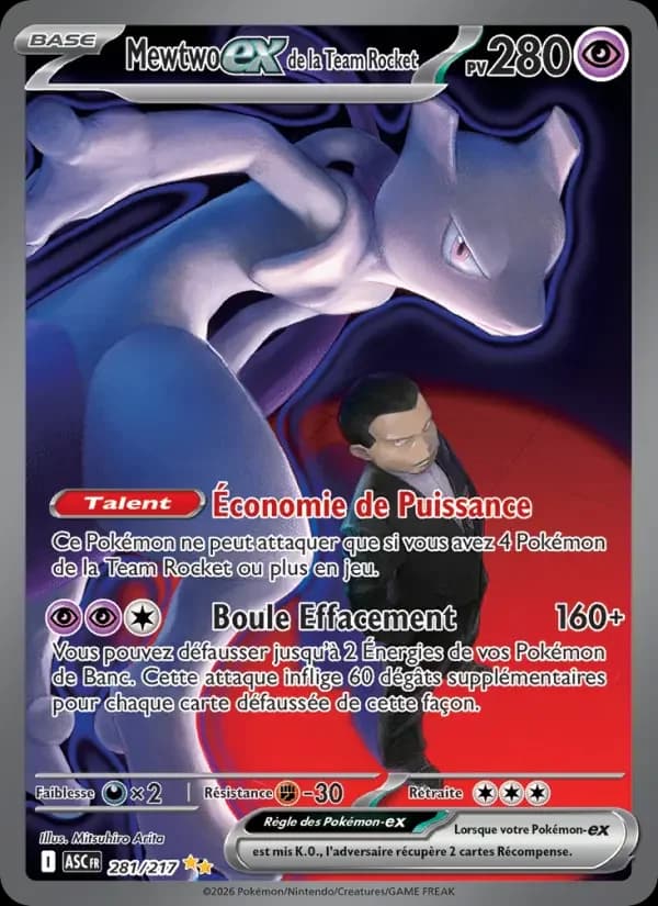 Carte Pokémon Mewtwo-ex de la Team Rocket #281 — Héros Transcendants