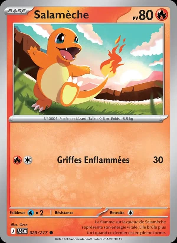 Carte Pokémon Salamèche #020 — Héros Transcendants