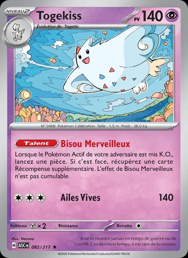 Carte Pokémon Togekiss #082 — Héros Transcendants