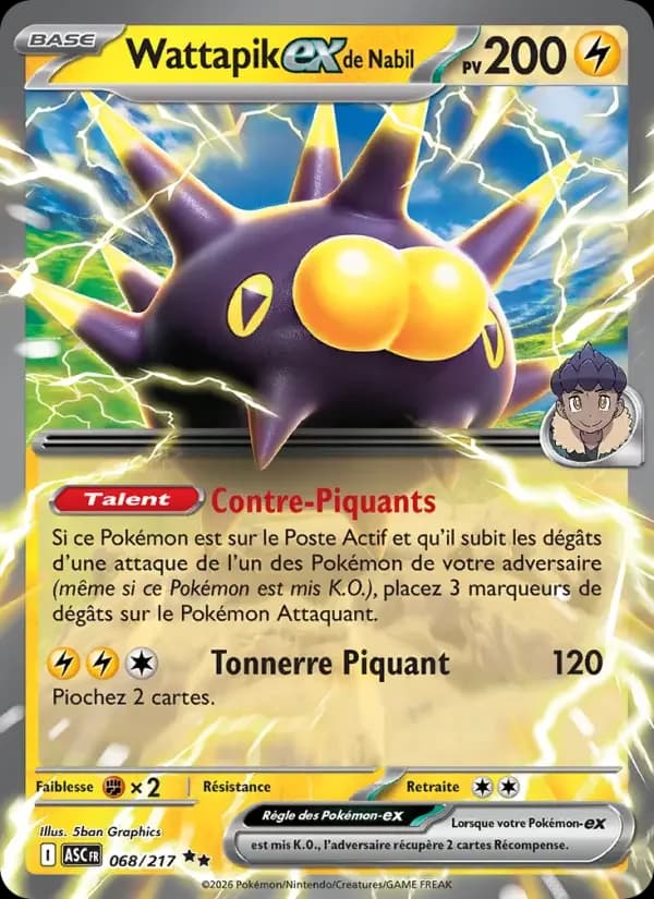Carte Pokémon Wattapik-ex de Nabil #068 — Héros Transcendants