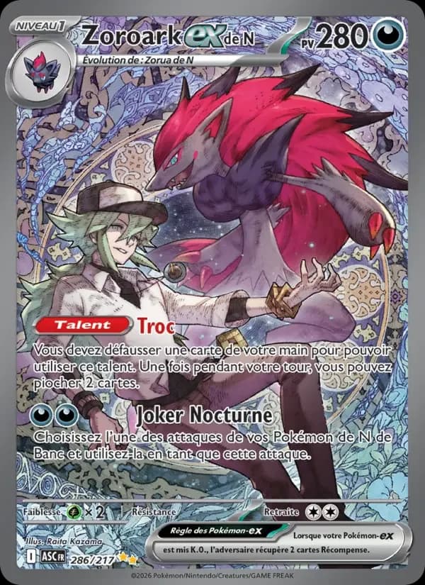 Carte Pokémon Zoroark-ex de N #286 — Héros Transcendants