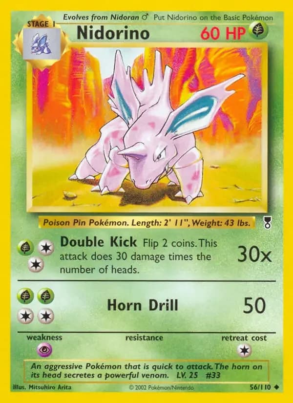 Carte Pokémon Nidorino #56 — Legendary Collection