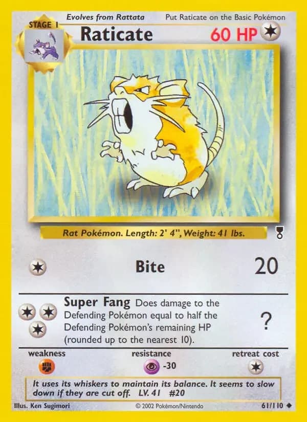 Carte Pokémon Raticate #61 — Legendary Collection