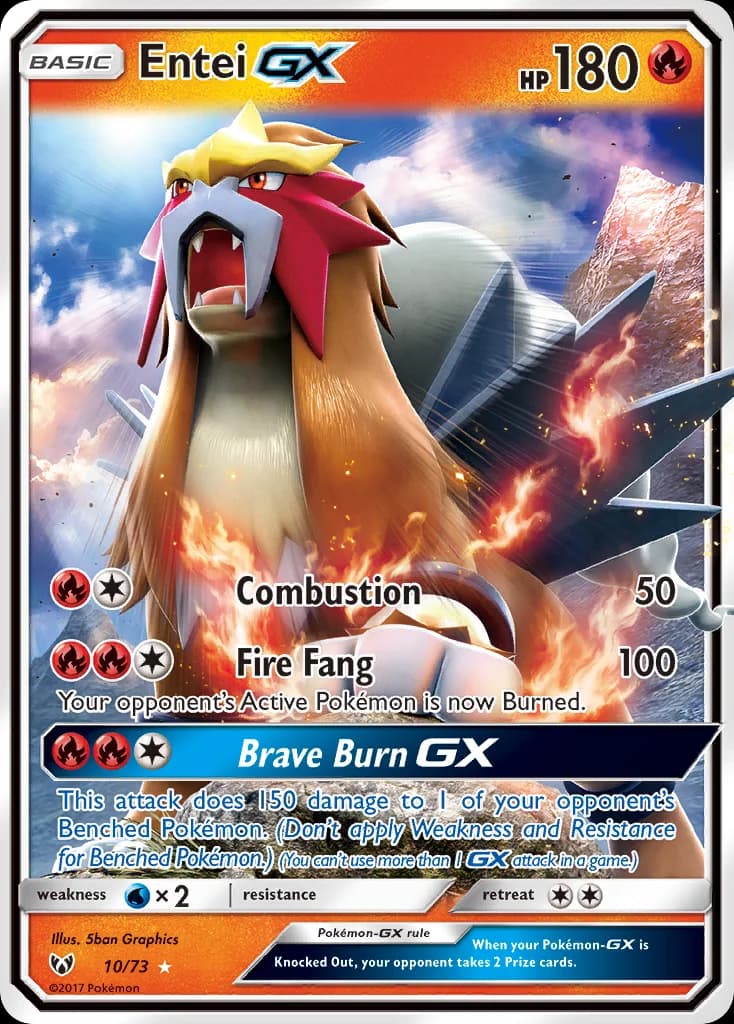 Carte Pokémon Entei GX #10 — Légendes Brillantes