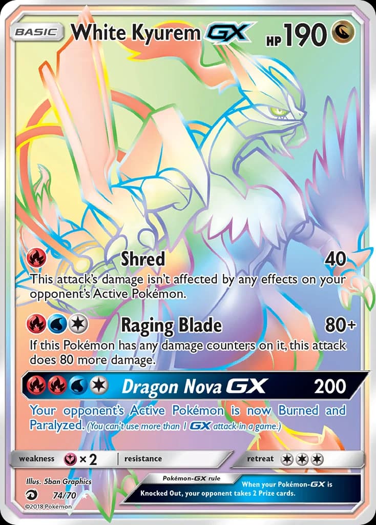 Carte Pokémon Kyurem Blanc GX #74 — Majesté des Dragons