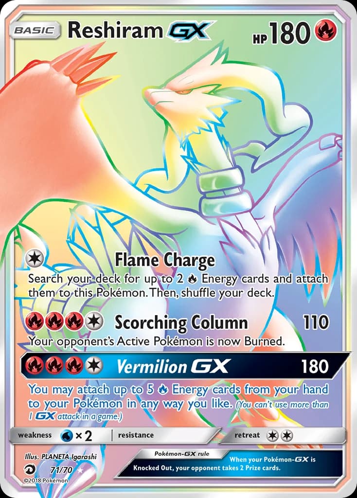 Carte Pokémon Reshiram GX #71 — Majesté des Dragons