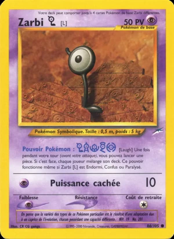 Carte Pokémon Zarbi L #86 — Neo Destiny
