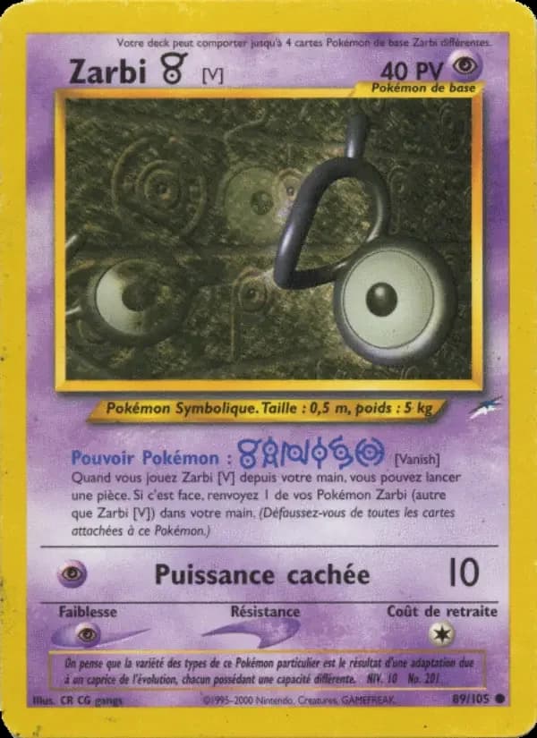 Carte Pokémon Zarbi V #89 — Neo Destiny