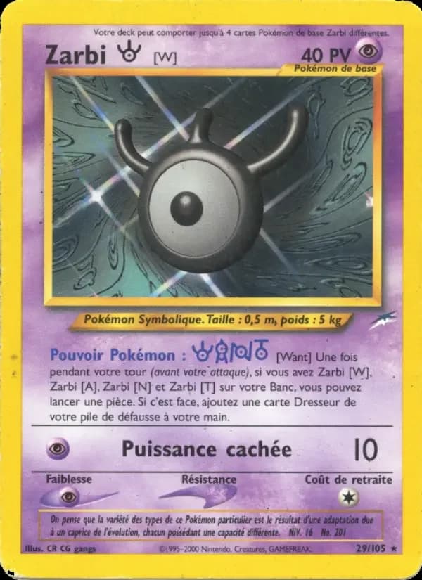 Carte Pokémon Zarbi W #29 — Neo Destiny