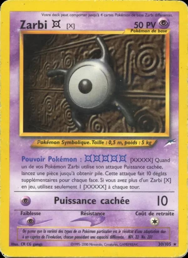 Carte Pokémon Zarbi X #30 — Neo Destiny