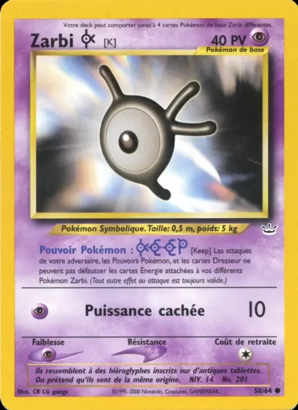 Carte Pokémon Zarbi K #58 — Neo Revelation