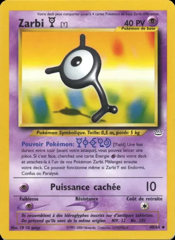 Carte Pokémon Zarbi Y #40 — Neo Revelation