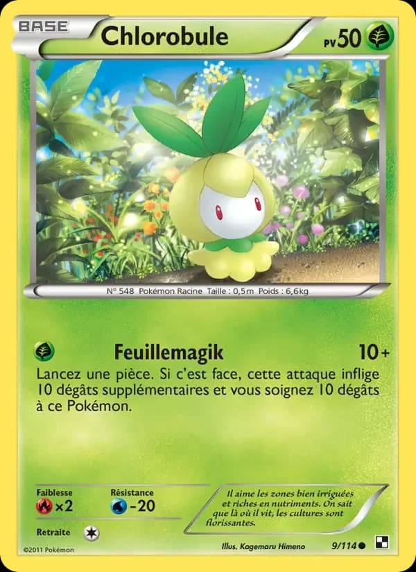 Carte Pokémon Chlorobule #9 — Noir & Blanc