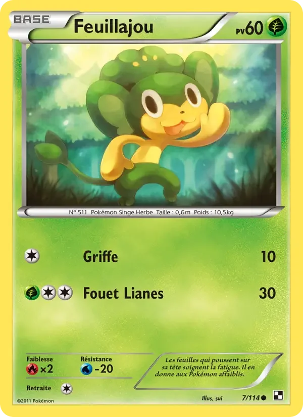 Carte Pokémon Feuillajou #7 — Noir & Blanc