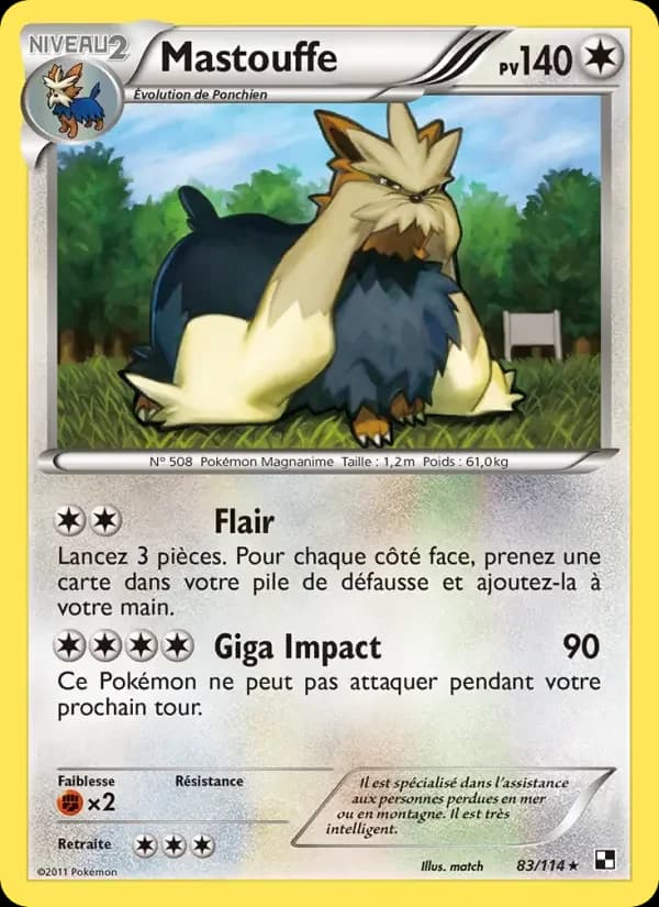 Carte Pokémon Mastouffe #83 — Noir & Blanc