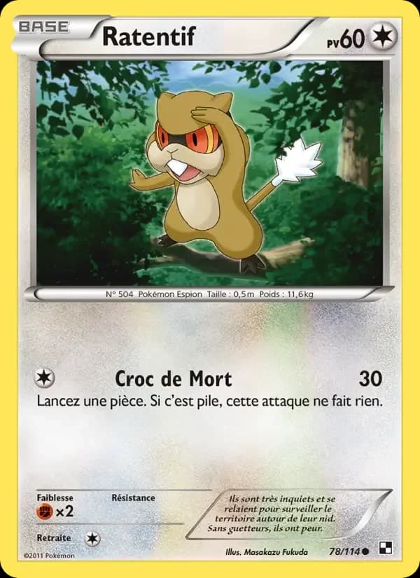 Carte Pokémon Ratentif #78 — Noir & Blanc
