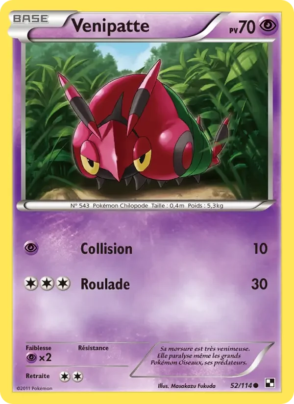 Carte Pokémon Venipatte #52 — Noir & Blanc