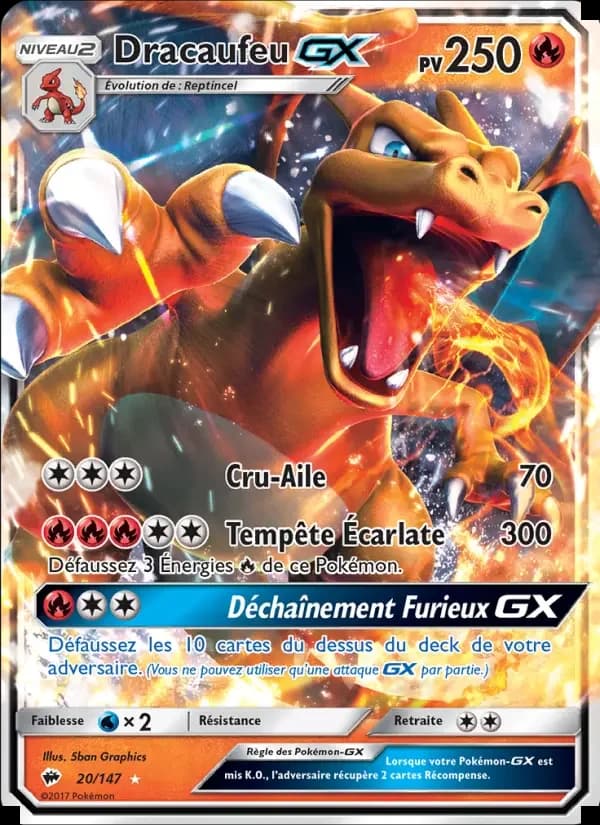 Carte Pokémon Dracaufeu GX #20 — Ombres Ardentes