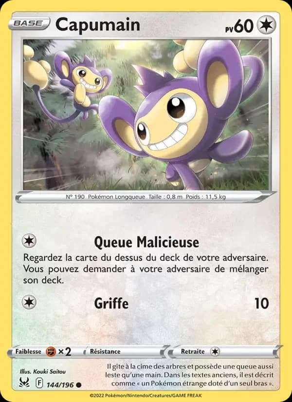 Carte Pokémon Capumain #144 — Origine Perdue