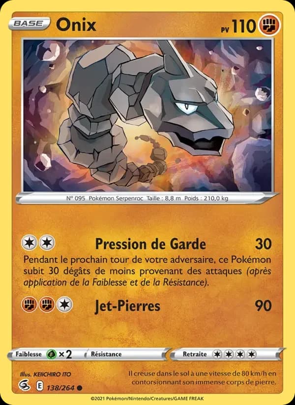 Carte Pokémon Onix #138 — Poing de Fusion