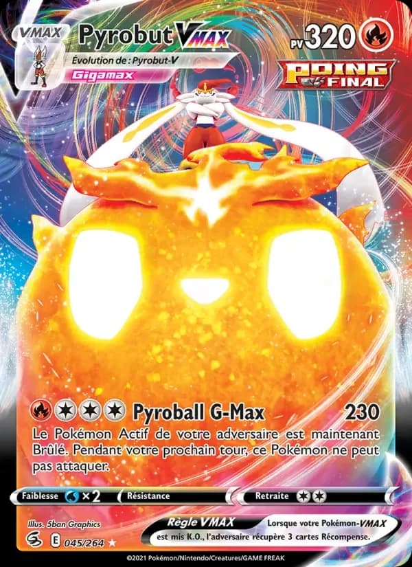 Carte Pokémon Pyrobut VMAX #45 — Poing de Fusion