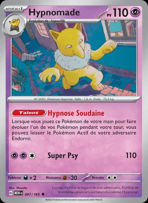 Carte Pokémon Hypnomade #097 — Pokémon 151
