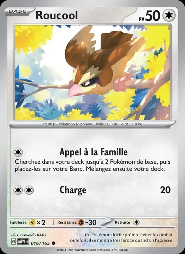 Carte Pokémon Roucool #016 — Pokémon 151