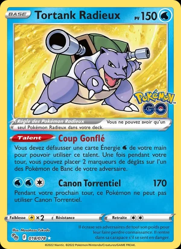 Carte Pokémon Tortank Radieux #018 — Pokémon GO
