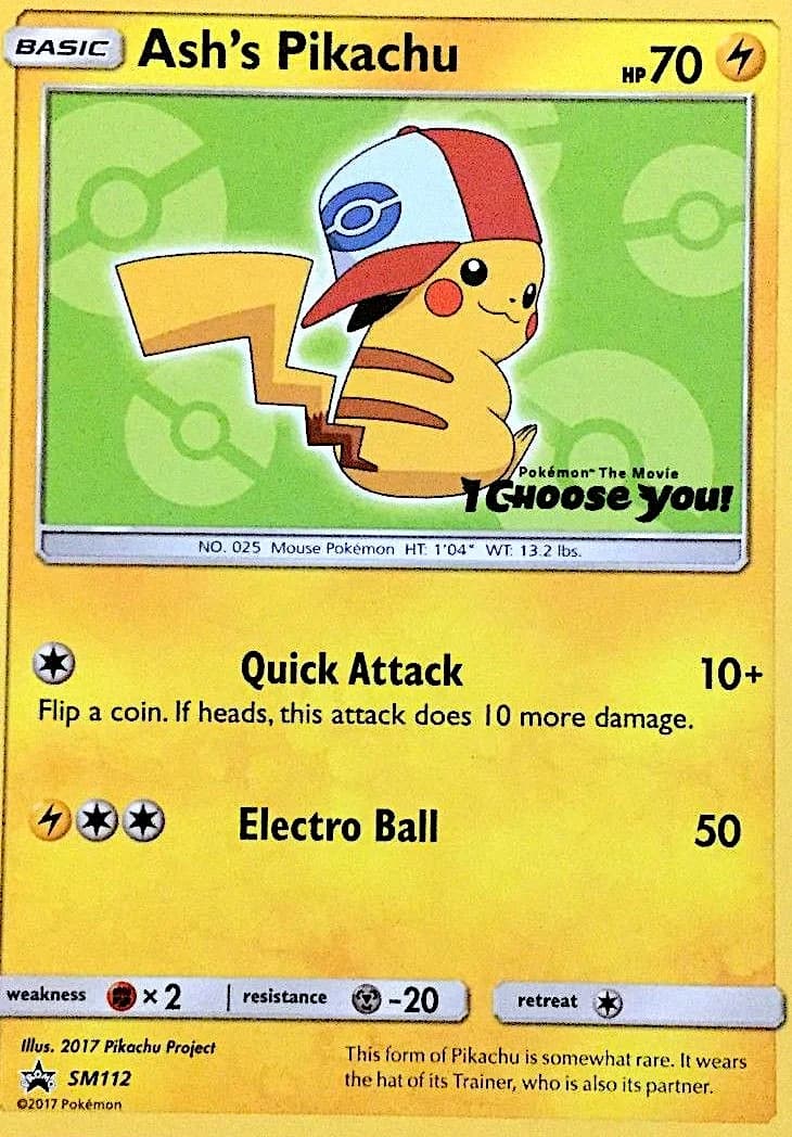 Carte Pokémon Pikachu de Sacha #SM112 — Promos Soleil et Lune