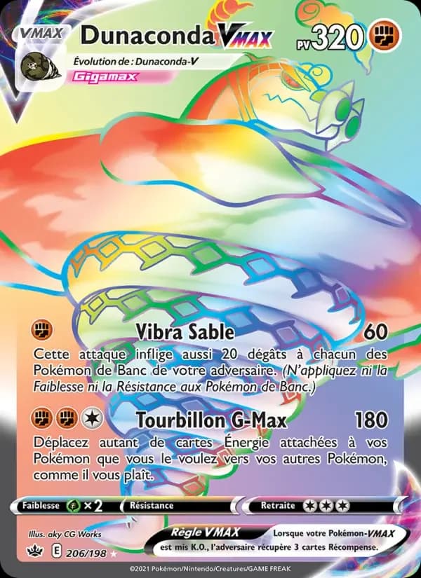 Carte Pokémon Dunaconda VMAX #206 — Règne de Glace
