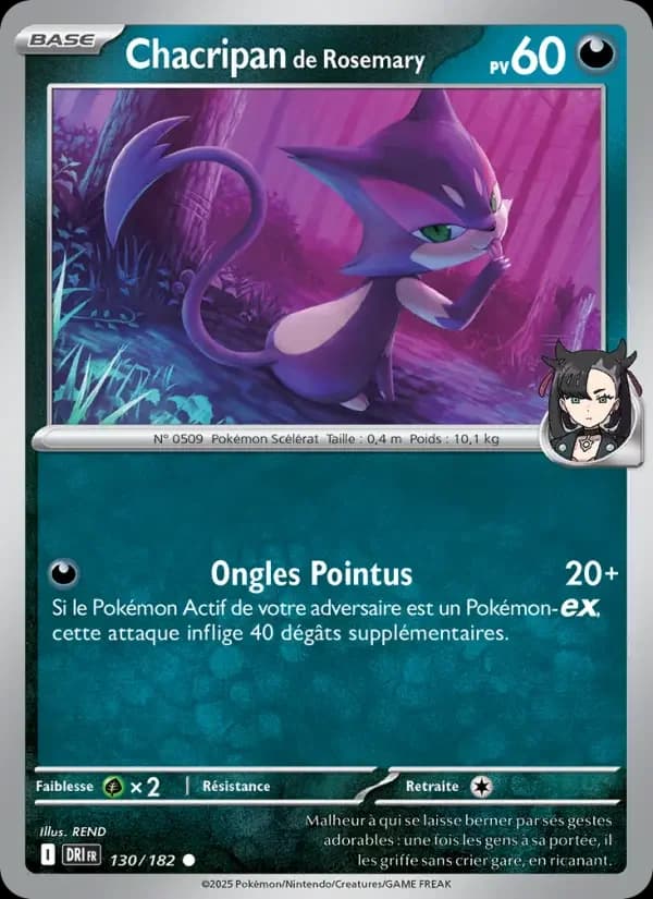 Carte Pokémon Chacripan de Rosemary #130 — Rivalités Destinées