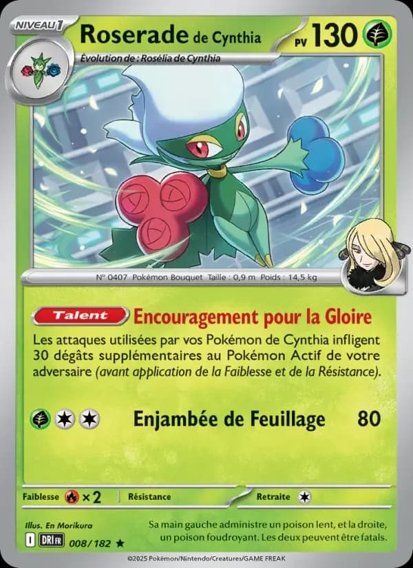 Carte Pokémon Roserade de Cynthia #008 — Rivalités Destinées