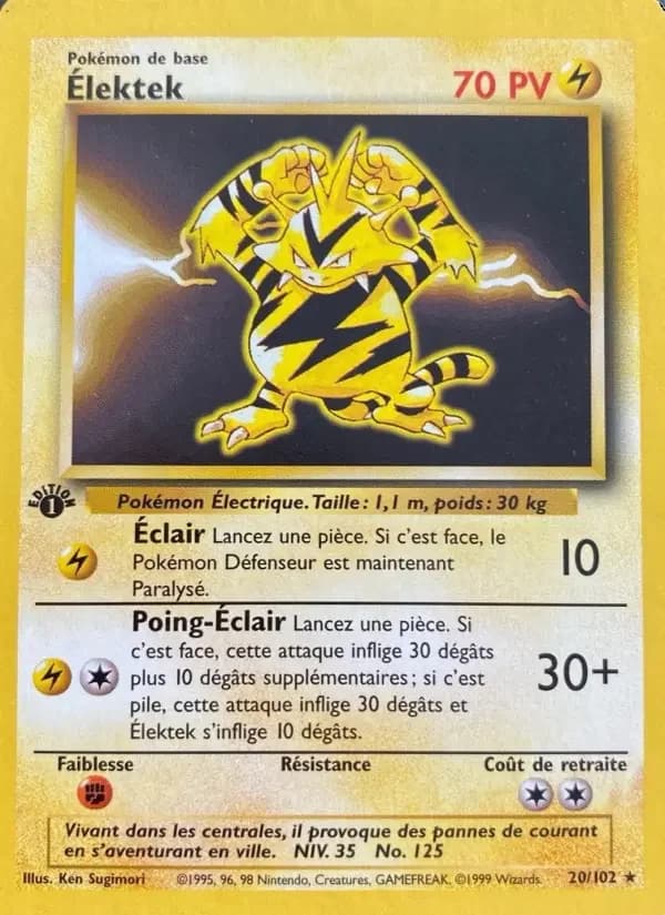 Carte Pokémon Élektek #20 — Set de base