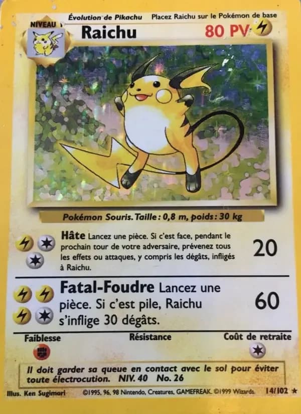 Carte Pokémon Raichu #14 — Set de base