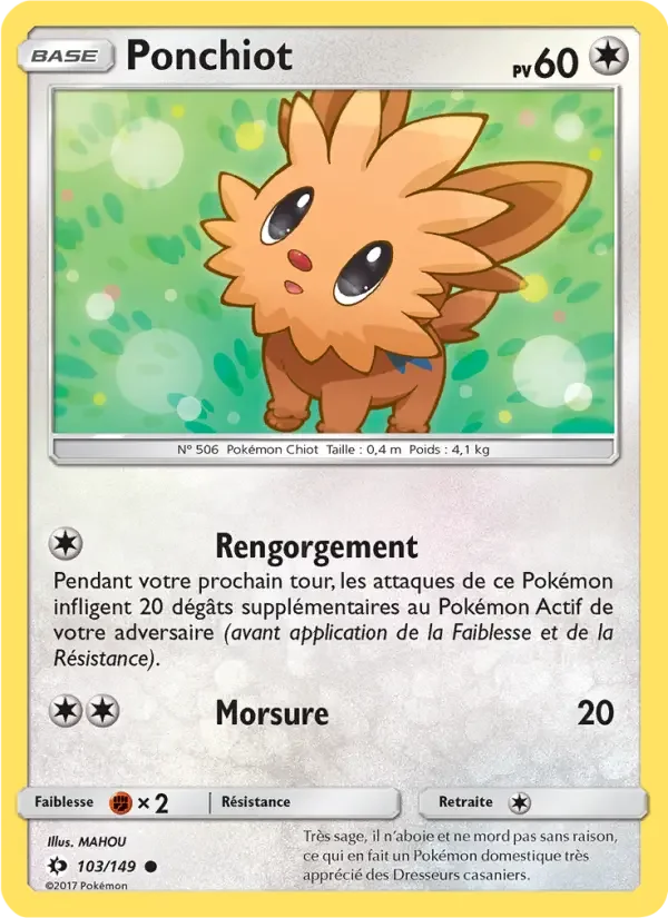 Carte Pokémon Ponchiot #103 — Soleil et Lune