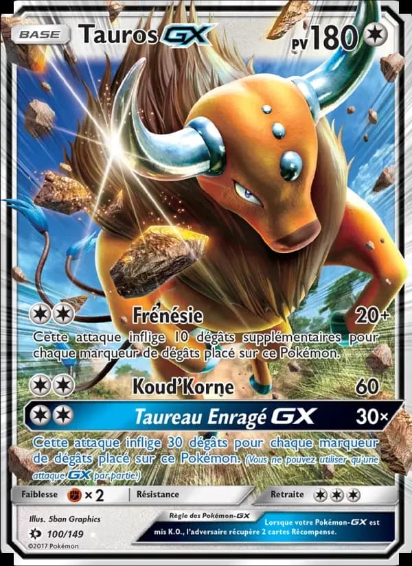 Carte Pokémon Tauros GX #100 — Soleil et Lune