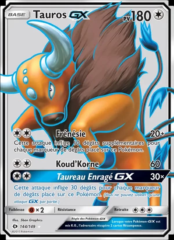 Carte Pokémon Tauros GX #144 — Soleil et Lune