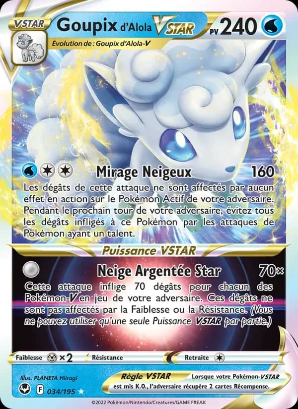 Carte Pokémon Goupix d'Alola VSTAR #034 — Tempête Argentée