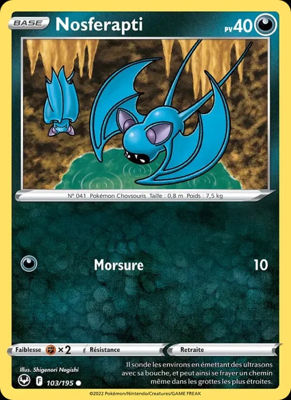 Carte Pokémon Nosferapti #103 — Tempête Argentée