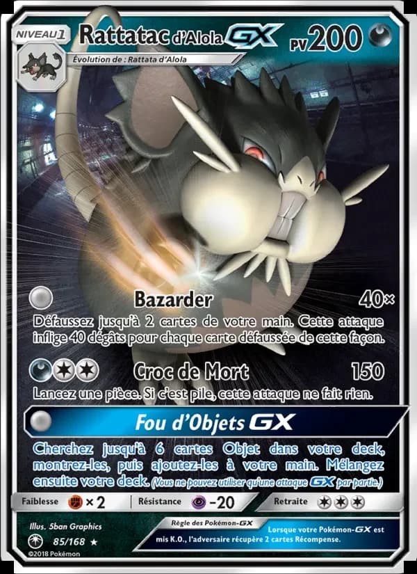 Carte Pokémon Rattatac d’Alola GX #85 — Tempête Céleste