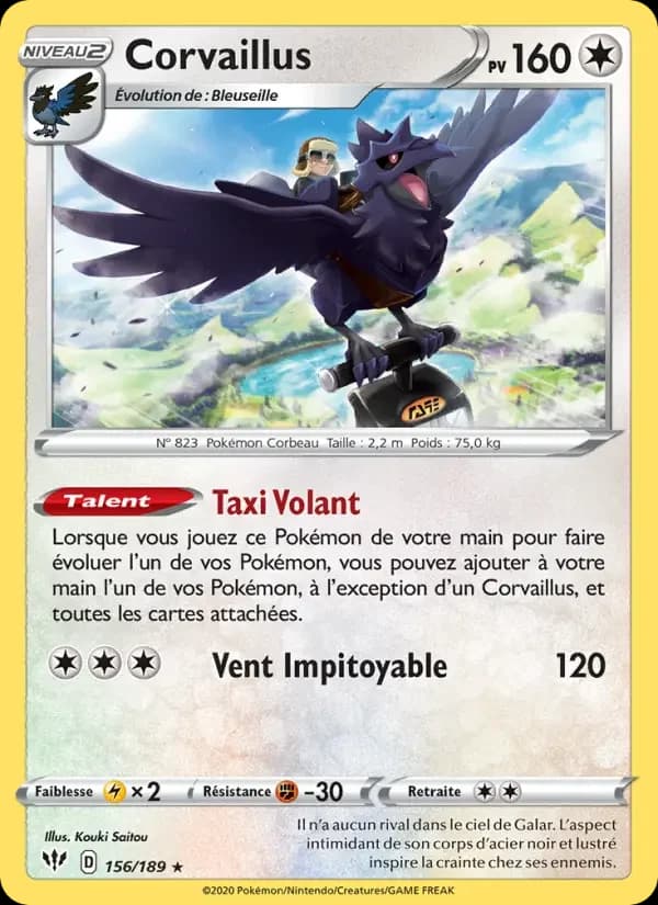 Carte Pokémon Corvaillus #156 — Ténèbres Embrasées