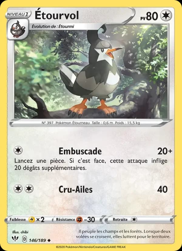 Carte Pokémon Étourvol #146 — Ténèbres Embrasées