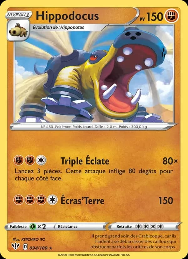 Carte Pokémon Hippodocus #94 — Ténèbres Embrasées