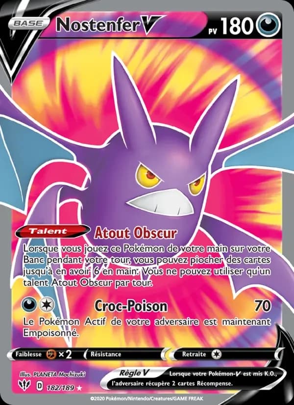 Carte Pokémon Nostenfer V #182 — Ténèbres Embrasées