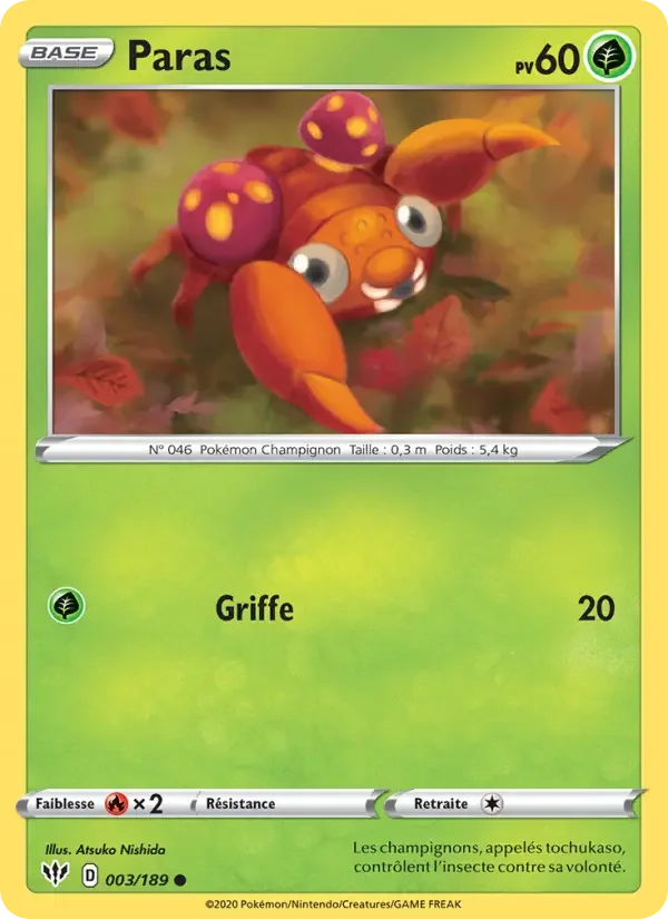Carte Pokémon Paras #3 — Ténèbres Embrasées